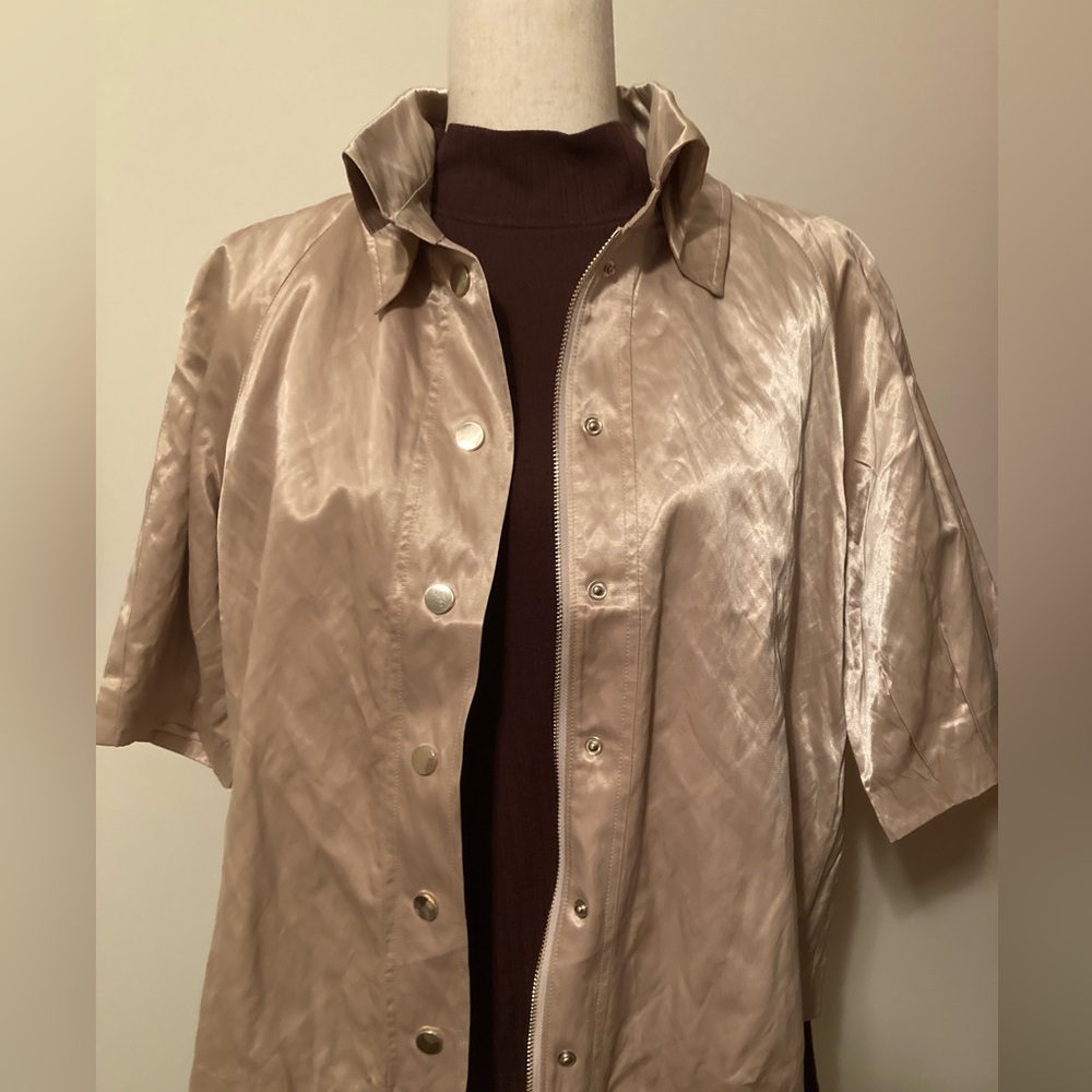 NWT Chico’s Textured Jacket w Fold Over Collar - Coastal Sand. Chico’s Size 2